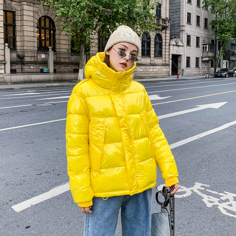Yellow Winter Clothing - 2026 Glossy Yellow/white/black/orange Women Winter Jacket