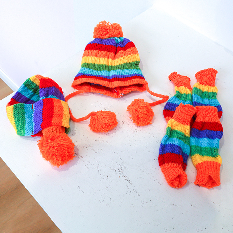 Rainbow Stripe Knitted Dog Win - Winter Clothing Leg Warmers recensione e prezzo