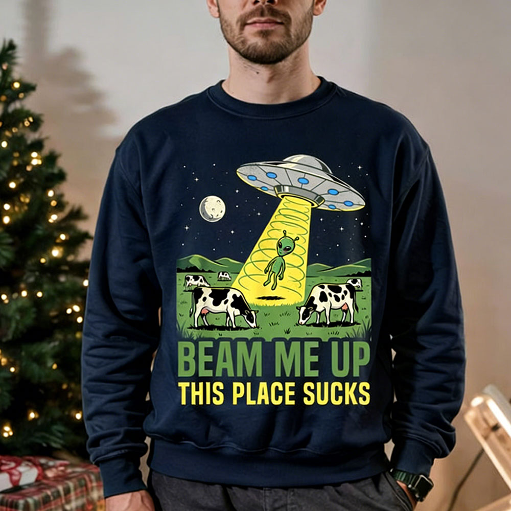 Beam Me Up This Place Sucks Me - Winter Clothing Quotes recensione e prezzo