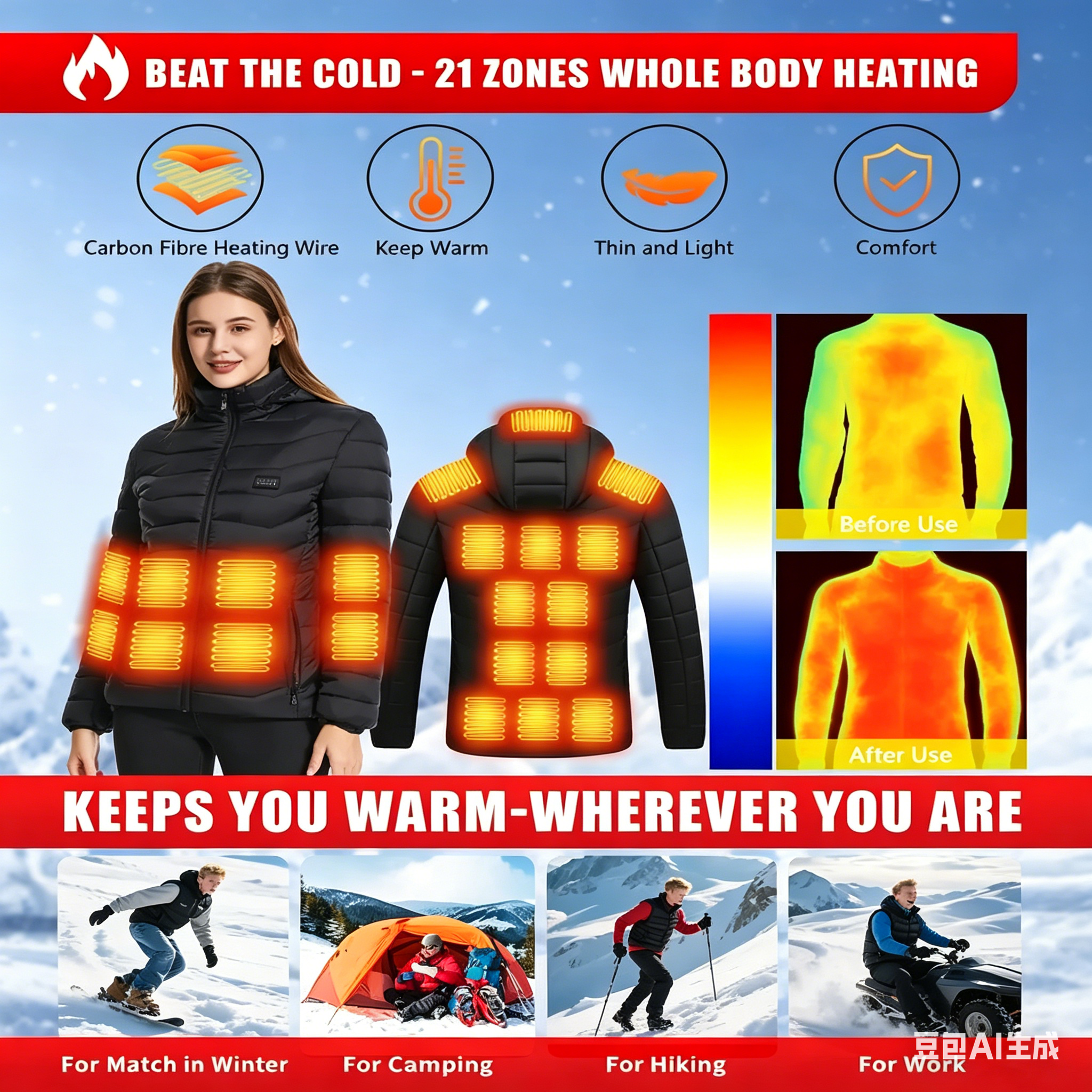23 Areas Heating Jacket, Polye - Winter Clothing Hiking recensione e prezzo