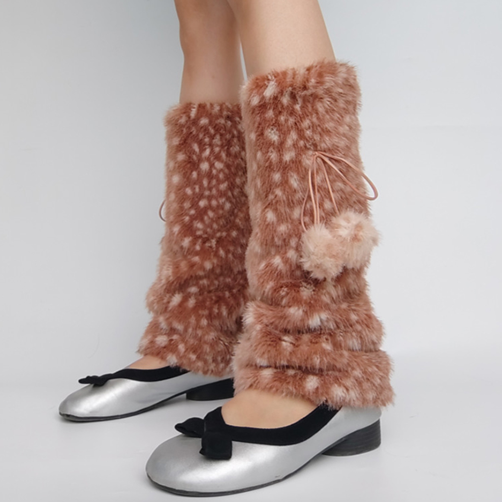 Brown Pattern Artificial Fur L - Winter Clothing Leg Warmers recensione e prezzo
