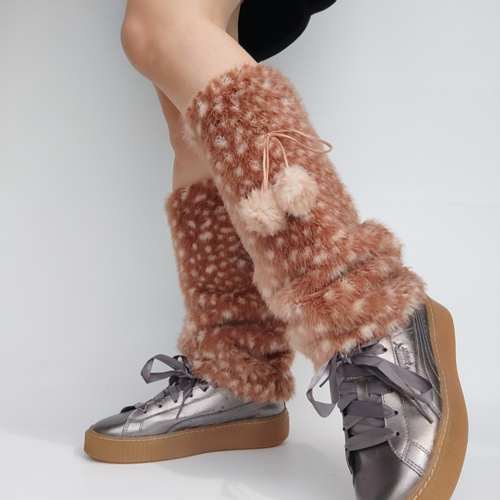 Brown Pattern Artificial Fur L - Winter Clothing Leg Warmers recensione e prezzo