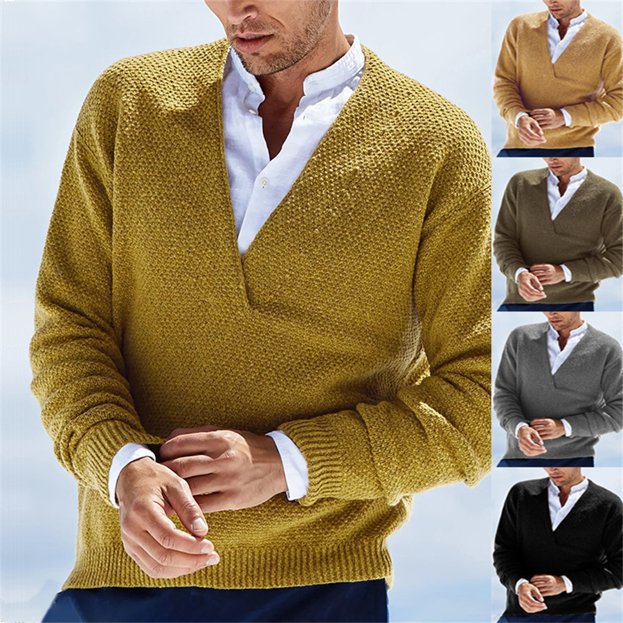 Autumn Winter Men Sweaters Kni - Yellow Winter Clothing recensione e prezzo