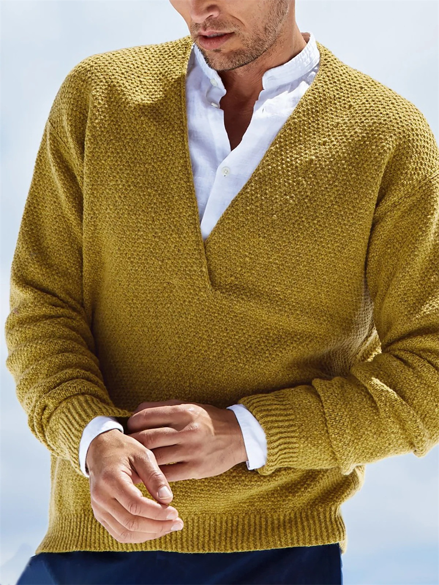 Autumn Winter Men Sweaters Kni - Yellow Winter Clothing recensione e prezzo
